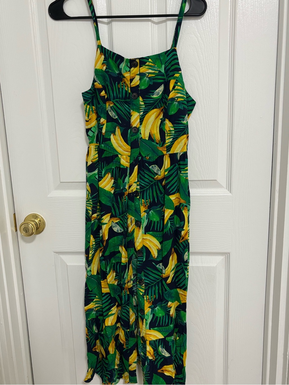 Tropical Banana Print Dress in Green & Yellow